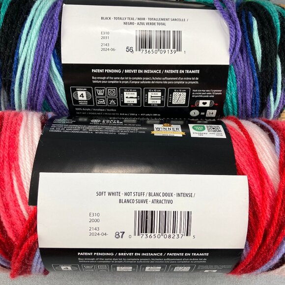 Red Heart Granny Square Yarn Teal + Hot Stuff + Verdant Vine Acrylic 417yd x 3 - Picture 4 of 6